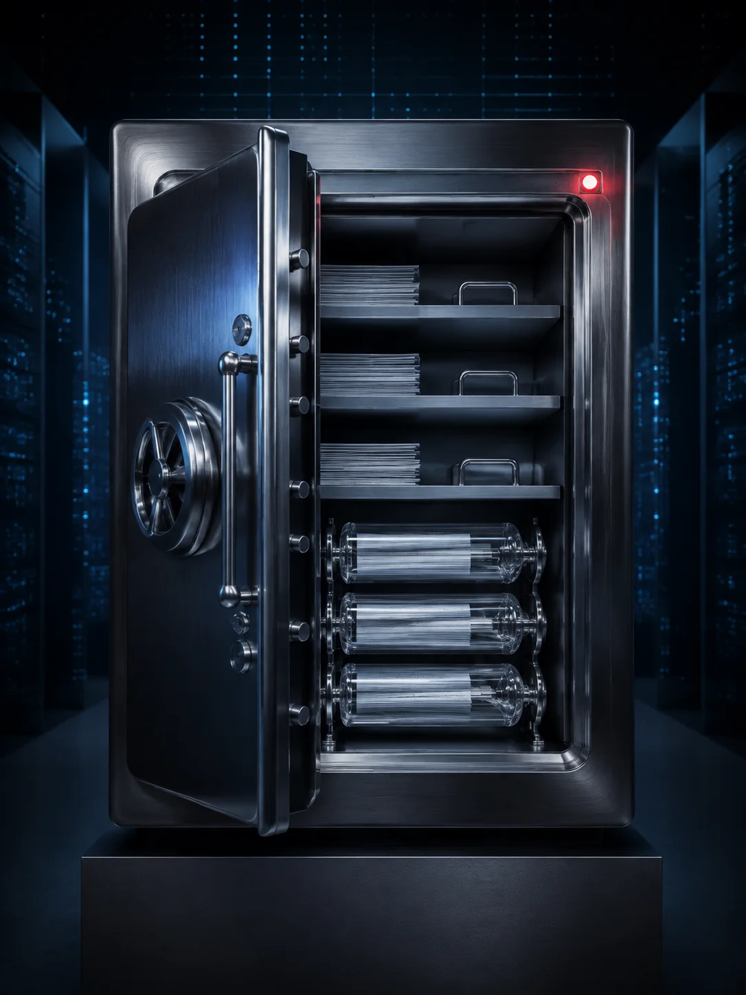 Secure vault representing dematerialized securities custody